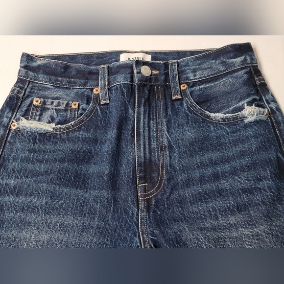 Pistola size 26 high waisted,  heavy distressed, dark wash, skinny ankle jeans - Picture 6 of 11